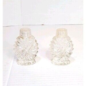Vintage L.B. Rogers Pressed Glass Salt & Pepper Shakers 3" Collectible Set